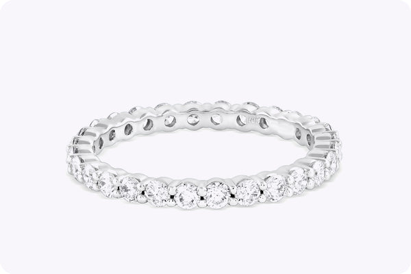 1.00 Carat Total Round Diamond Eternity Wedding Band Ring in White Gold