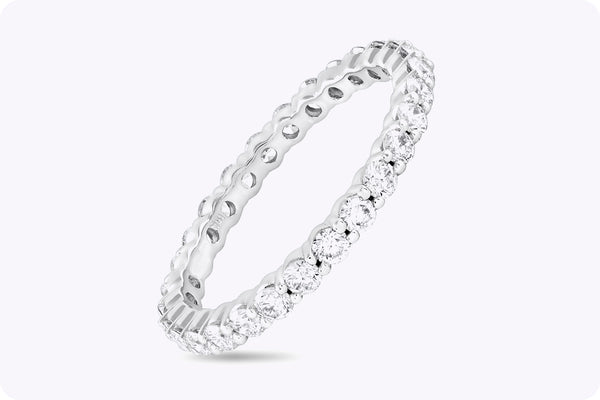 1.00 Carat Total Round Diamond Eternity Wedding Band Ring in White Gold