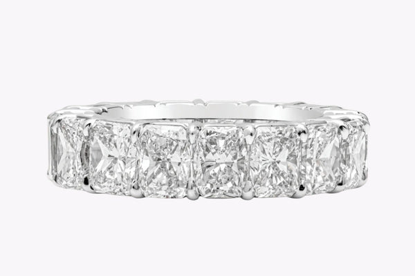 10.50 Carats Total Radiant Cut Diamond Eternity Wedding Band Ring in Platinum