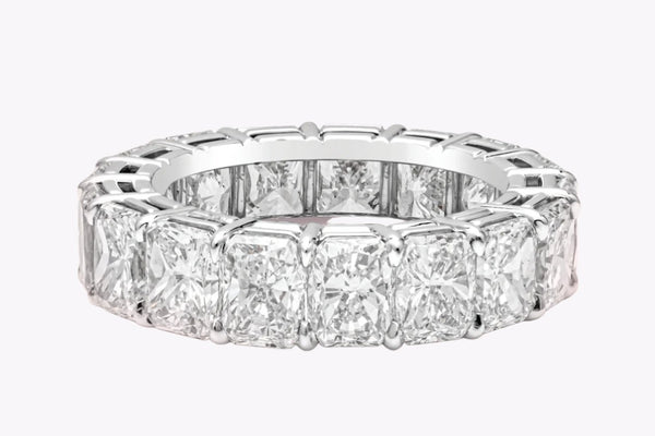 10.50 Carats Total Radiant Cut Diamond Eternity Wedding Band Ring in Platinum