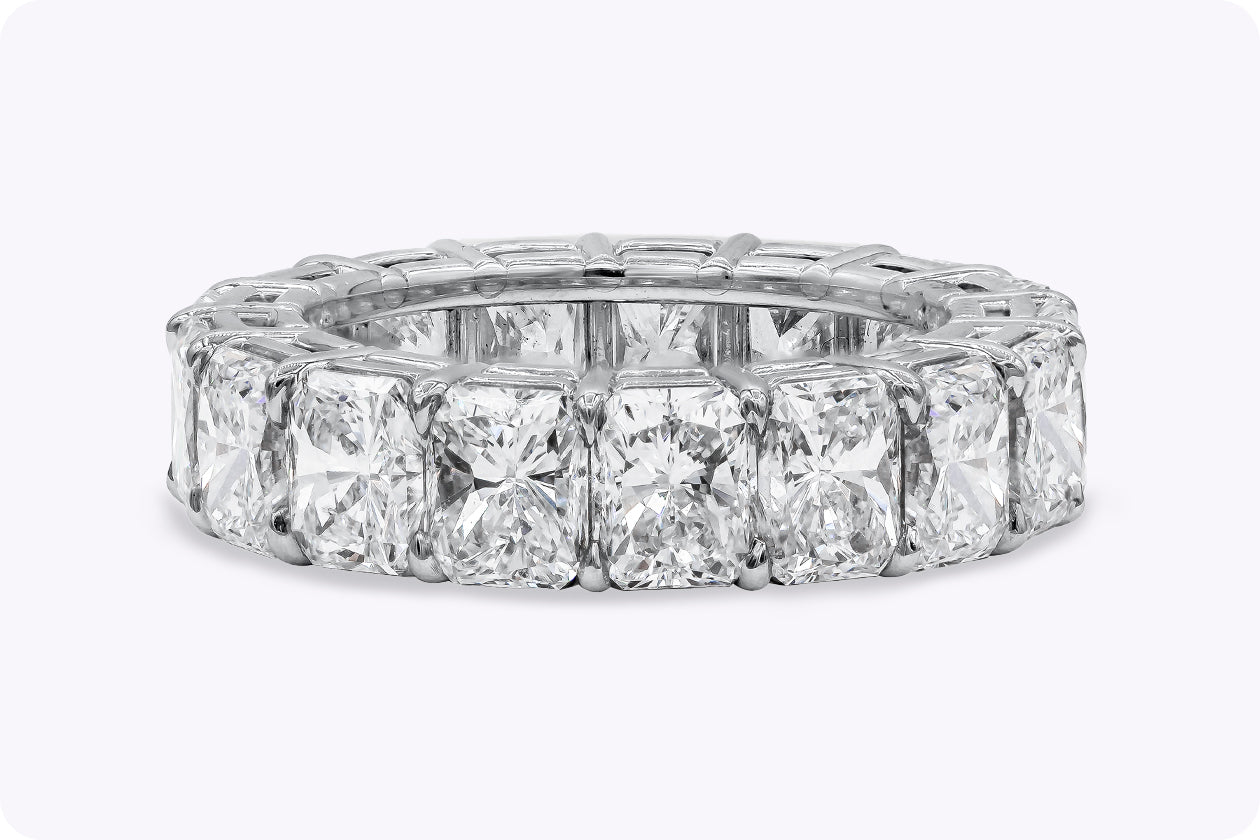 10.50 Carats Total Radiant Cut Diamond Eternity Wedding Band Ring in Platinum