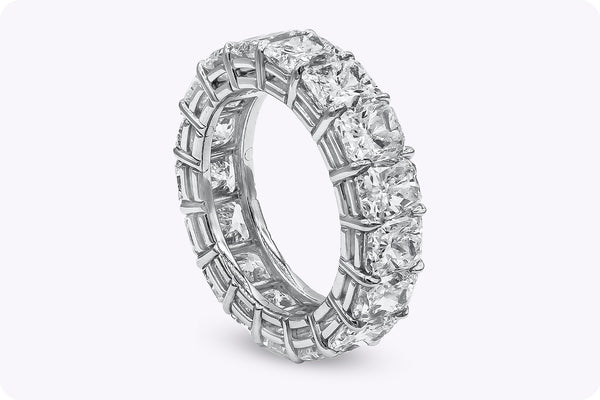 10.50 Carats Total Radiant Cut Diamond Eternity Wedding Band Ring in Platinum