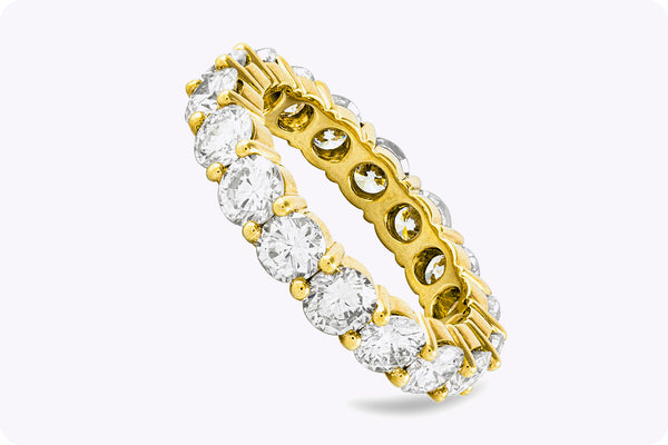 4.17 Carat Total Round Diamond Eternity Wedding Band Ring in Yellow Gold