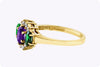 0.45 Carats Amethyst and Tourmaline Three Stone Wedding Band in Yellow Gold