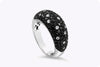 2.35 Carats Total Round Black and White Diamonds Dome Fashion Ring in White Gold