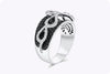 2.07 Carats Total Black and White Diamond Concave Fashion Ring in White Gold