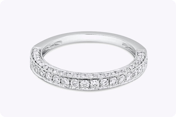 0.74 Carat Total Round Diamond Wedding Band Ring in White Gold