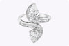 GIA Certified 2.48 Carats Total Double Pear Shape Diamond Cocktail Ring in Platinum
