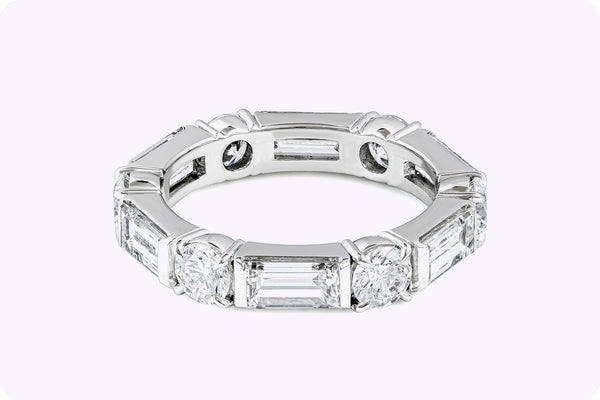 3.72 Carats Total Mixed Cut Diamonds Eternity Wedding Band in Platinum