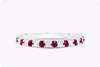 0.78 Carat Total Alternating Ruby and Diamond Eternity Wedding Band Ring in White Gold