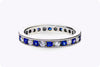 1.12 Carats Total Round Cut Alternating Blue Sapphire and Diamond Eternity Wedding Band Ring in White Gold