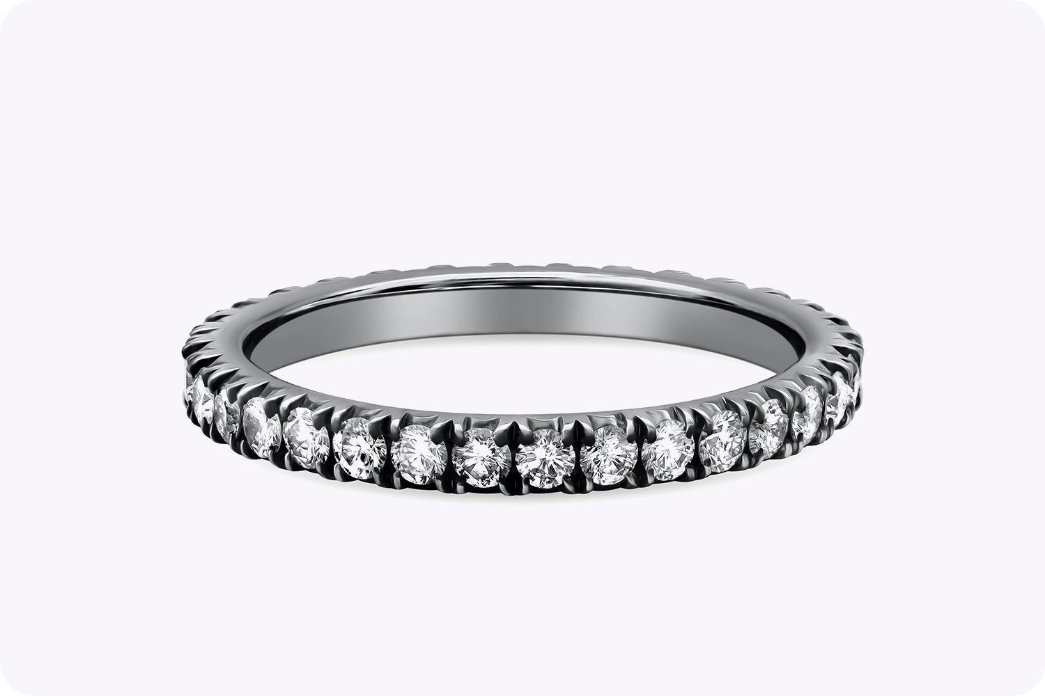 0.70 Carats Brilliant Round Cut Diamond Eternity Wedding Band Ring in Black Rhodium