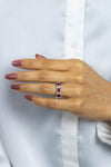8.27 Carats Total Alternating Emerald Cut Ruby and Diamond Eternity Wedding Band in Platinum