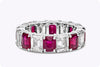 8.27 Carats Total Alternating Emerald Cut Ruby and Diamond Eternity Wedding Band in Platinum