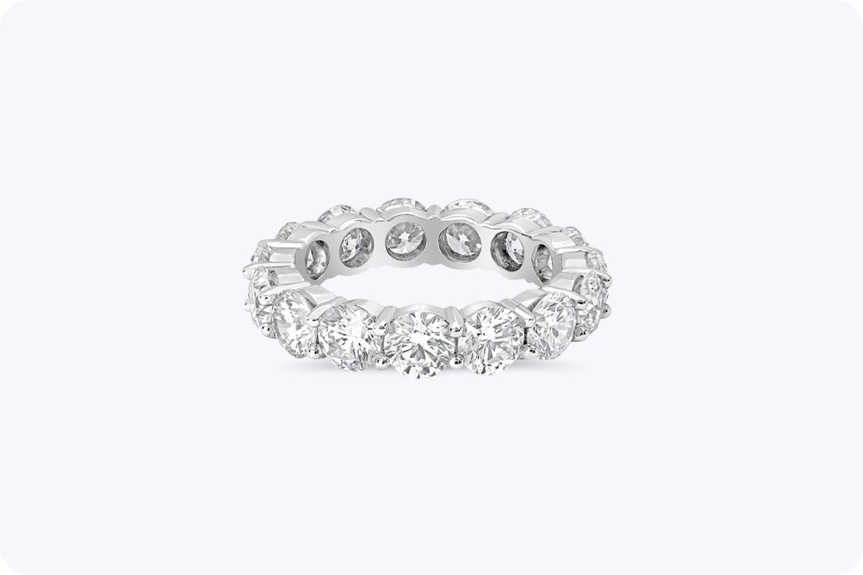 5.49 Carats Total Round Brilliant Cut Diamond Eternity Wedding Band in Platinum