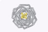 GIA Certified 0.81 Carat Radiant Cut Intense Yellow Diamond with White Diamond Flower Ring in White Gold