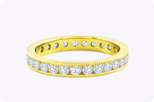 Channel set round diamonds band ring