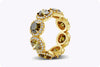 5.70 Carat Total Green-Yellow Cognac Diamond Halo Eternity Wedding Band Ring in Yellow Gold