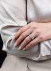 4.62 Carat Round Cut Diamond Halo Eight-Stone Eternity Wedding Band in Platinum