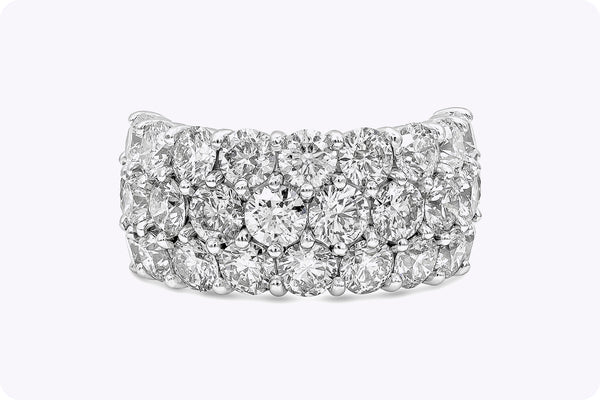 7.77 Carats Total Brilliant Round Diamond Three-Row Wedding Band in Platinum