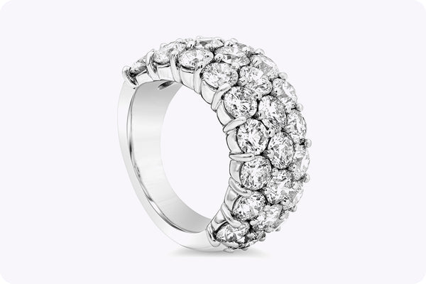 7.77 Carats Total Brilliant Round Diamond Three-Row Wedding Band in Platinum