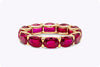 7.43 Carats Total Oval Cut Ruby East-West Eternity Wedding Band in Rose Gold