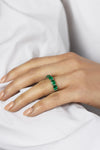 4.70 Carats Total Oval Cut Green Emerald East-West Eternity Wedding Band in White Gold