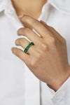 4.70 Carats Total Oval Cut Green Emerald East-West Eternity Wedding Band in White Gold