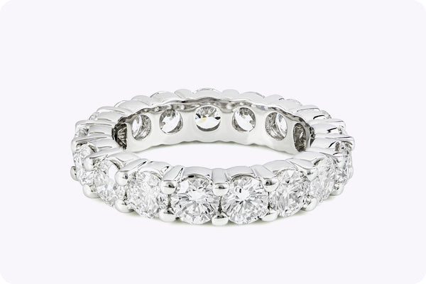 GIA Certified 3.91 Carat Total Round Diamond Eternity Wedding Band Ring in White Gold