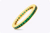 1.50 Carats Brilliant Round Cut Green Tsavorite Eternity Wedding Band Ring in Yellow Gold