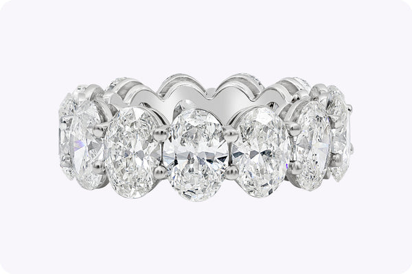 GIA Certified 11.27 Carats Total Oval Cut Diamond Eternity Wedding Band Ring in Platinum