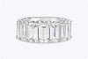 GIA Certified 17.83 Carats Total Emerald Cut Diamond Eternity Wedding Band Ring in Platinum