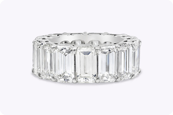 GIA Certified 17.83 Carats Total Emerald Cut Diamond Eternity Wedding Band Ring in Platinum