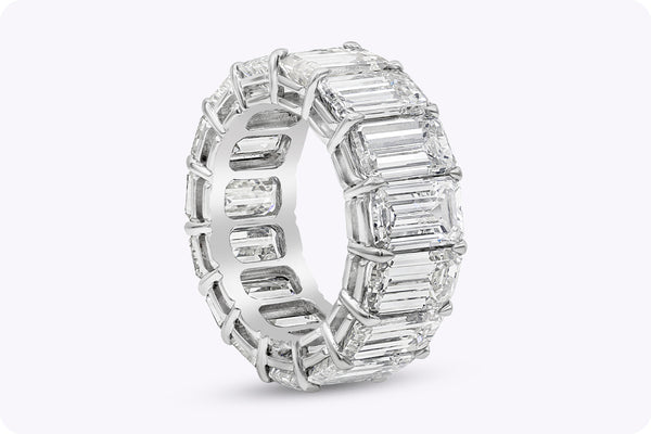 GIA Certified 17.83 Carats Total Emerald Cut Diamond Eternity Wedding Band Ring in Platinum