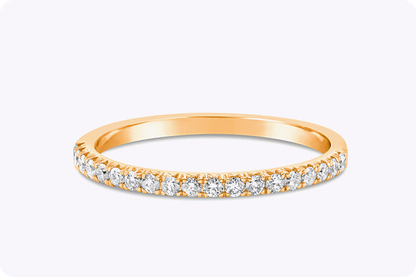 0.25 Carat Total Round Diamond Half Eternity Wedding Band Ring in Rose Gold