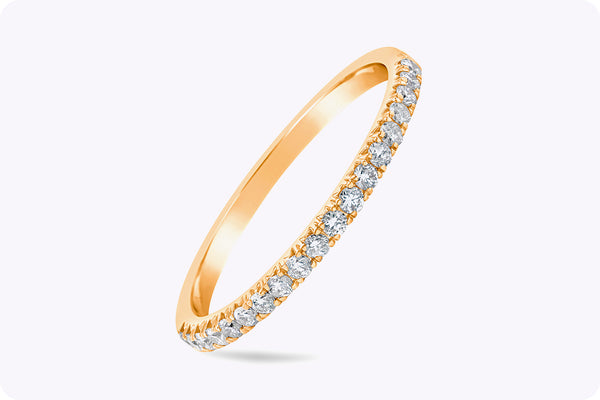 0.25 Carat Total Round Diamond Half Eternity Wedding Band Ring in Rose Gold