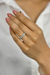 0.62 Carats Total Brilliant Round Diamond Halo Infinity Wedding Band in White Gold
