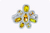 1.36 Carats Total Mixed Cut Fancy Color Gemstone with Diamond Flower Ring in White Gold