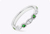 0.30 Carat Total Emerald and Diamond Antique Style Wedding Band Ring in White Gold
