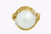 Antique Whit Pearl and Diamond 18k Yellow Gold Bypass Ring