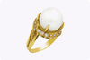 Antique White Pearl and Diamond 18k Yellow Gold Bypass Ring