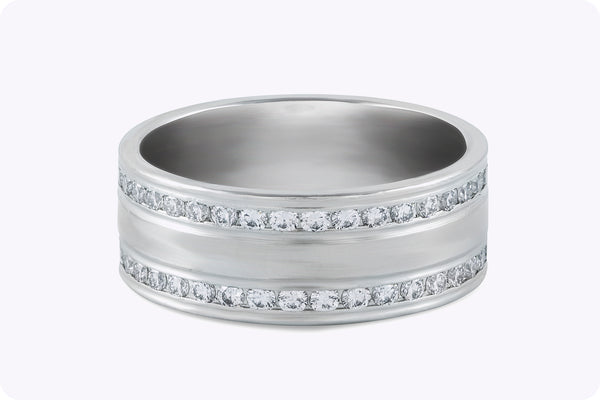 1.02 Carats Total Diamond Mens Eternity Wedding Band in Platinum