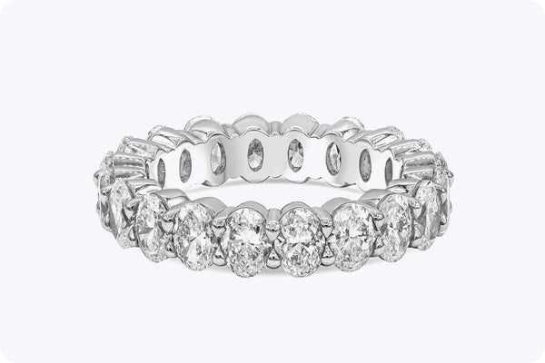 4.09 Carat Total Oval Cut Diamond Eternity Wedding Band Ring in Platinum