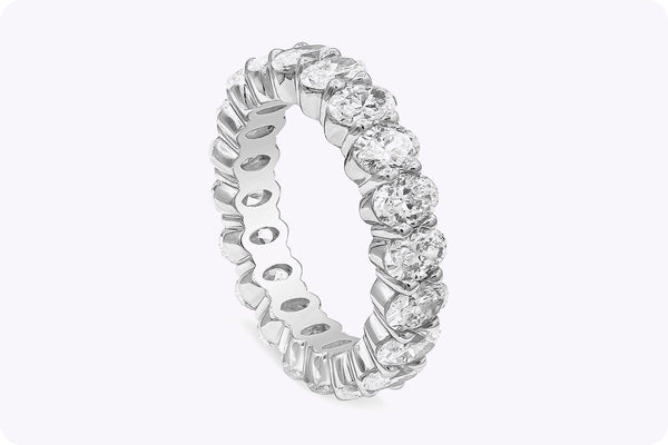 4.09 Carat Total Oval Cut Diamond Eternity Wedding Band Ring in Platinum