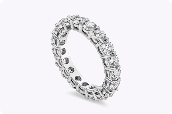 3.01 Carats Total Brilliant Round Cut Diamond Eternity Wedding Band in Platinum