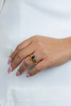 2.50 Carats Oval Cut Cabochon Sapphire Double Shank Fashion Ring in Yellow Gold
