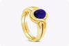 2.50 Carats Oval Cut Cabochon Sapphire Double Shank Fashion Ring in Yellow Gold