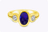 2.50 Carat Cabochon Sapphire and Diamond Three Stone Fashion Ring in Yellow Gold