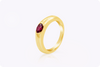 0.45 Carats Total Oval Cut Ruby Solitaire Wedding Band in Yellow Gold