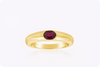 0.45 Carats Total Oval Cut Ruby Solitaire Wedding Band in Yellow Gold